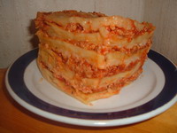 Paradicsomos - húsos lasagne képe.